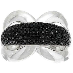 STERLING SILVER PAVEL BLACK SPINEL RING  SIZE 6  NEW
